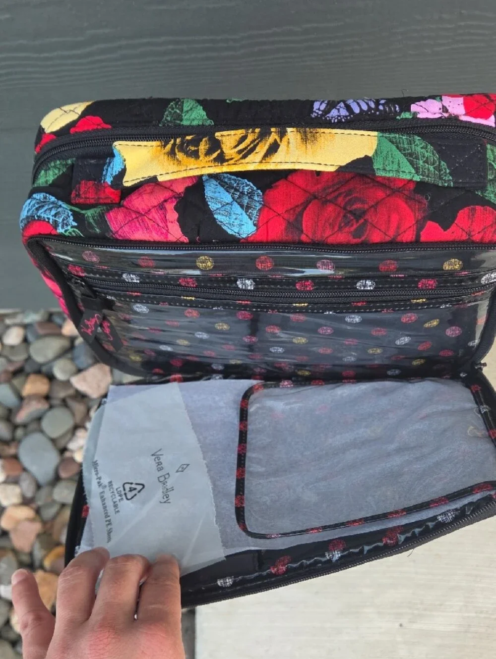 Vera Bradley Black Floral Quilted Cosmetic Case
